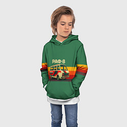 Толстовка-худи детская Ретро автобус РАФ-8 поп-арт, цвет: 3D-белый — фото 2