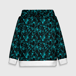 Толстовка-худи детская Голубой с черным абстрактный узор, цвет: 3D-белый