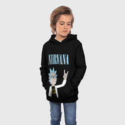 Толстовка-худи детская Нирвана и Рик Санчес из Рик и Морти, цвет: 3D-черный — фото 2