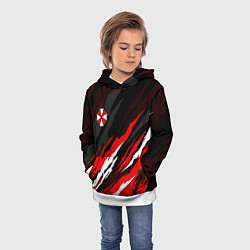 Толстовка-худи детская Umbrella - красное пламя, цвет: 3D-белый — фото 2