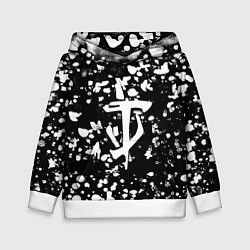 Толстовка-худи детская Дум белые брызги красок, цвет: 3D-белый