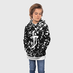 Толстовка-худи детская Дум белые брызги красок, цвет: 3D-белый — фото 2