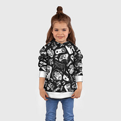 Толстовка-худи детская Retro gamer pattern, цвет: 3D-белый — фото 2