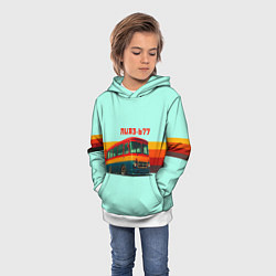 Толстовка-худи детская Ретро автобус ЛИАЗ-677 поп-арт, цвет: 3D-белый — фото 2