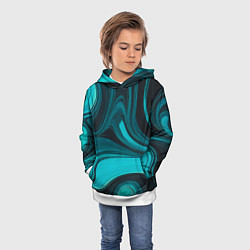 Толстовка-худи детская Мраморный малахитовый узор из изумрудных разводов, цвет: 3D-белый — фото 2