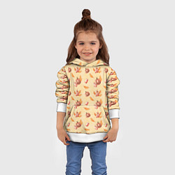 Толстовка-худи детская Хеллоуин с тыквой и листьями, цвет: 3D-белый — фото 2
