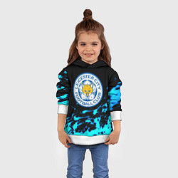 Толстовка-худи детская ФК Лестер Сити голубые краски, цвет: 3D-белый — фото 2