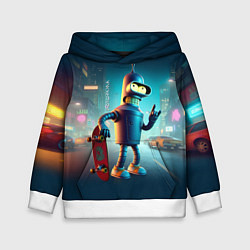 Толстовка-худи детская Сынишка Бендера крутой скейтбордист, цвет: 3D-белый