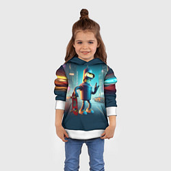 Толстовка-худи детская Сынишка Бендера крутой скейтбордист, цвет: 3D-белый — фото 2