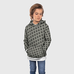 Толстовка-худи детская Текстура из ромбов, цвет: 3D-белый — фото 2
