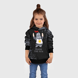 Толстовка-худи детская Хвала солнцу - дарк соулс, цвет: 3D-черный — фото 2