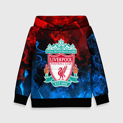 Толстовка-худи детская Liverpool огненный дым текстура, цвет: 3D-черный