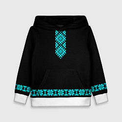 Толстовка-худи детская Вышиванка русская, цвет: 3D-белый