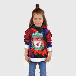 Толстовка-худи детская Liverpool огненный стиль текстура, цвет: 3D-белый — фото 2