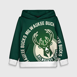 Толстовка-худи детская Milwaukee Bucks надпись, цвет: 3D-белый