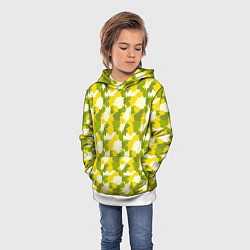 Толстовка-худи детская Яркий камуфляж желтые и зеленые пятна, цвет: 3D-белый — фото 2