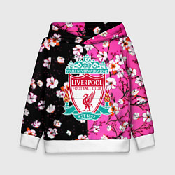 Толстовка-худи детская Liverpool весенние цветы, цвет: 3D-белый