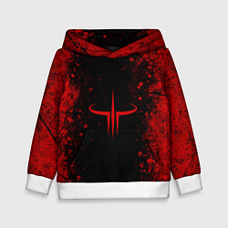 Толстовка-худи детская Red Quake 3 emblem on a black abstract background, цвет: 3D-белый