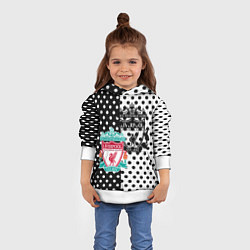 Толстовка-худи детская Liverpool черно белые точки, цвет: 3D-белый — фото 2