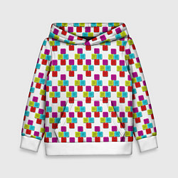 Толстовка-худи детская Цветные блоки на белом, цвет: 3D-белый