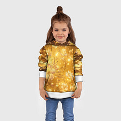 Толстовка-худи детская Цветочный золотой с искрами, цвет: 3D-белый — фото 2