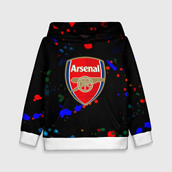 Толстовка-худи детская Arsenal неоновые брызги красок, цвет: 3D-белый
