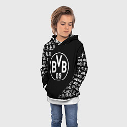 Толстовка-худи детская Borussia китайские символы текстура, цвет: 3D-белый — фото 2