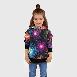 Толстовка-худи детская Стилизованный праздничный салют, цвет: 3D-черный — фото 2