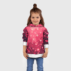 Толстовка-худи детская Розовый с сердечками паттерн, цвет: 3D-белый — фото 2