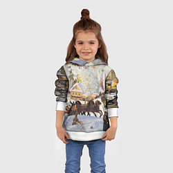 Толстовка-худи детская Русская тройка зимой - картина Масленица Кустодиев, цвет: 3D-белый — фото 2