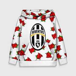 Толстовка-худи детская Ювентус розы текстура, цвет: 3D-белый
