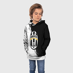 Толстовка-худи детская Juventus белые краски текстура, цвет: 3D-белый — фото 2