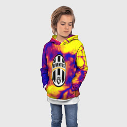 Толстовка-худи детская Ювентус неоновый шторм, цвет: 3D-белый — фото 2