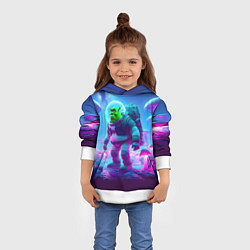 Толстовка-худи детская Шрек бравый космонавт на планете неоновых грибов, цвет: 3D-белый — фото 2