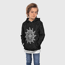 Толстовка-худи детская Славянский оберег белобог и этнический орнамент, цвет: 3D-белый — фото 2