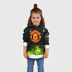Толстовка-худи детская Манчестер Юнайтед кислотные краски, цвет: 3D-белый — фото 2
