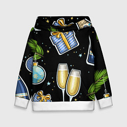 Толстовка-худи детская Новогодний вайб, цвет: 3D-белый