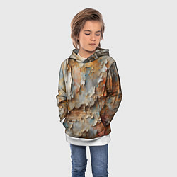Толстовка-худи детская Старая штукатурка на стене - абстракция, цвет: 3D-белый — фото 2