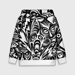 Толстовка-худи детская Lightnings and faces - ai art fantasy, цвет: 3D-белый