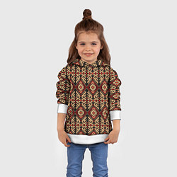 Толстовка-худи детская Славянский вышивной орнамент макошь, цвет: 3D-белый — фото 2