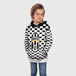 Толстовка-худи детская Juventus геометрия черно белая, цвет: 3D-белый — фото 2