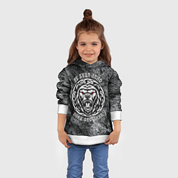 Толстовка-худи детская Не буди лихо пока оно тихо - медведь русич, цвет: 3D-белый — фото 2