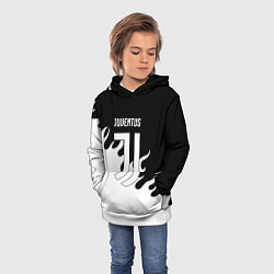 Толстовка-худи детская Ювентус огонь текстура, цвет: 3D-белый — фото 2