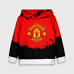 Толстовка-худи детская Манчестер Юнайтед краски брызги, цвет: 3D-белый