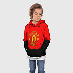 Толстовка-худи детская Манчестер Юнайтед краски брызги, цвет: 3D-белый — фото 2