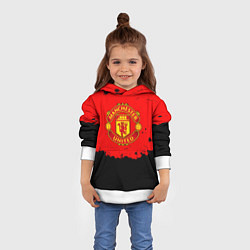 Толстовка-худи детская Манчестер Юнайтед краски брызги, цвет: 3D-белый — фото 2