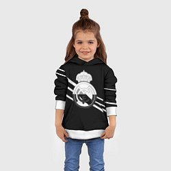 Толстовка-худи детская Реал Мадрид полосы текстура линии, цвет: 3D-белый — фото 2