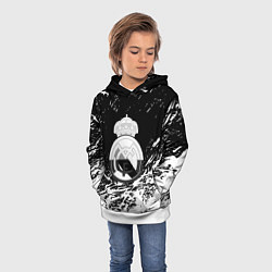 Толстовка-худи детская Реал Мадрид краски текстура, цвет: 3D-белый — фото 2
