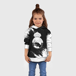 Толстовка-худи детская Реал Мадрид черно белые краски, цвет: 3D-белый — фото 2