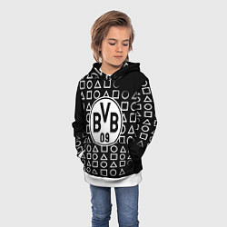 Толстовка-худи детская Borussia геометрия черно белая, цвет: 3D-белый — фото 2